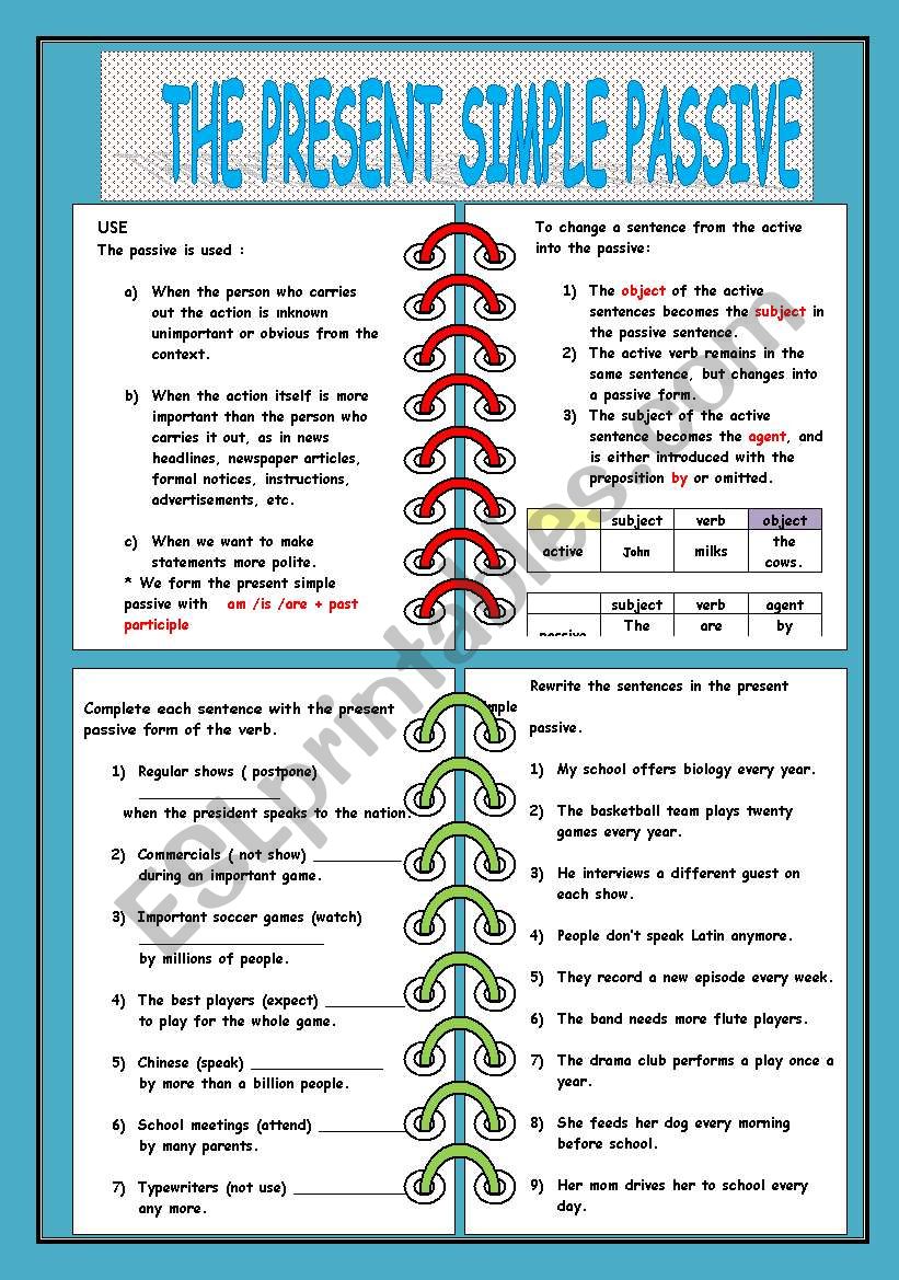 the present simple passive worksheet