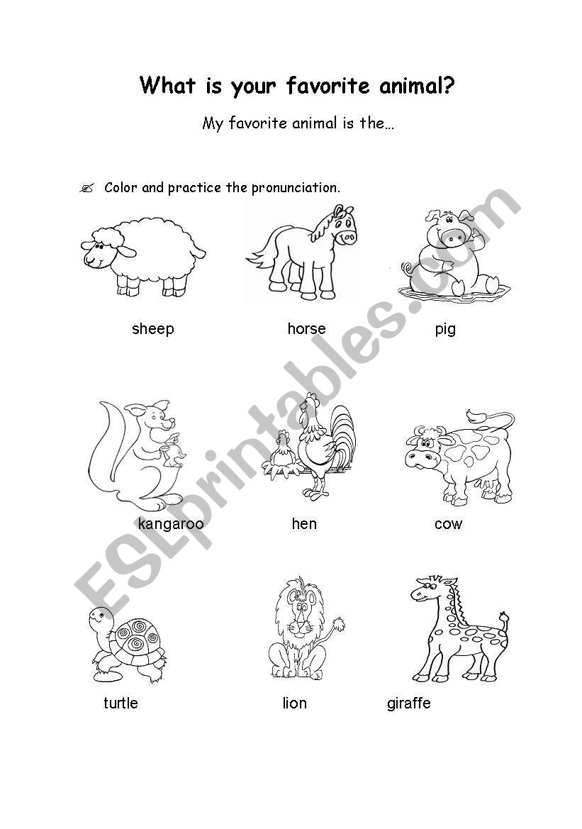 whats your favorite animal? worksheet