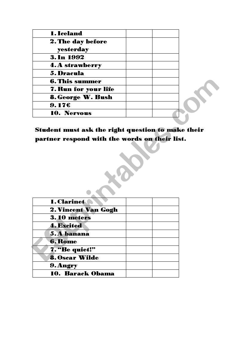 Ask the Right Question worksheet