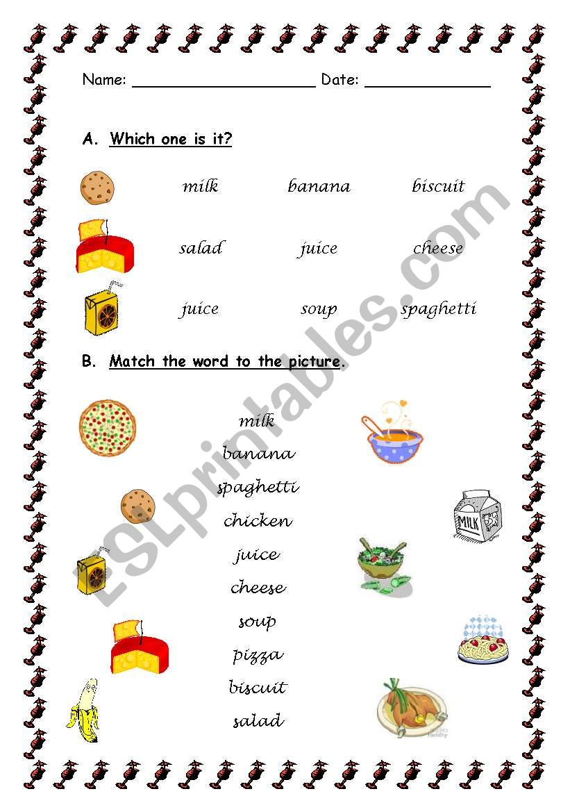 Food worksheet worksheet