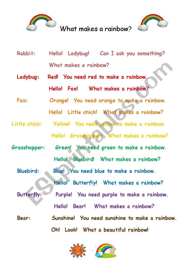 What makes a rainbow worksheet