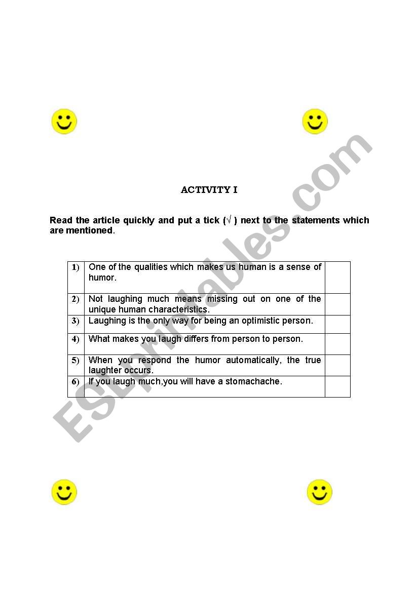 reading worksheet