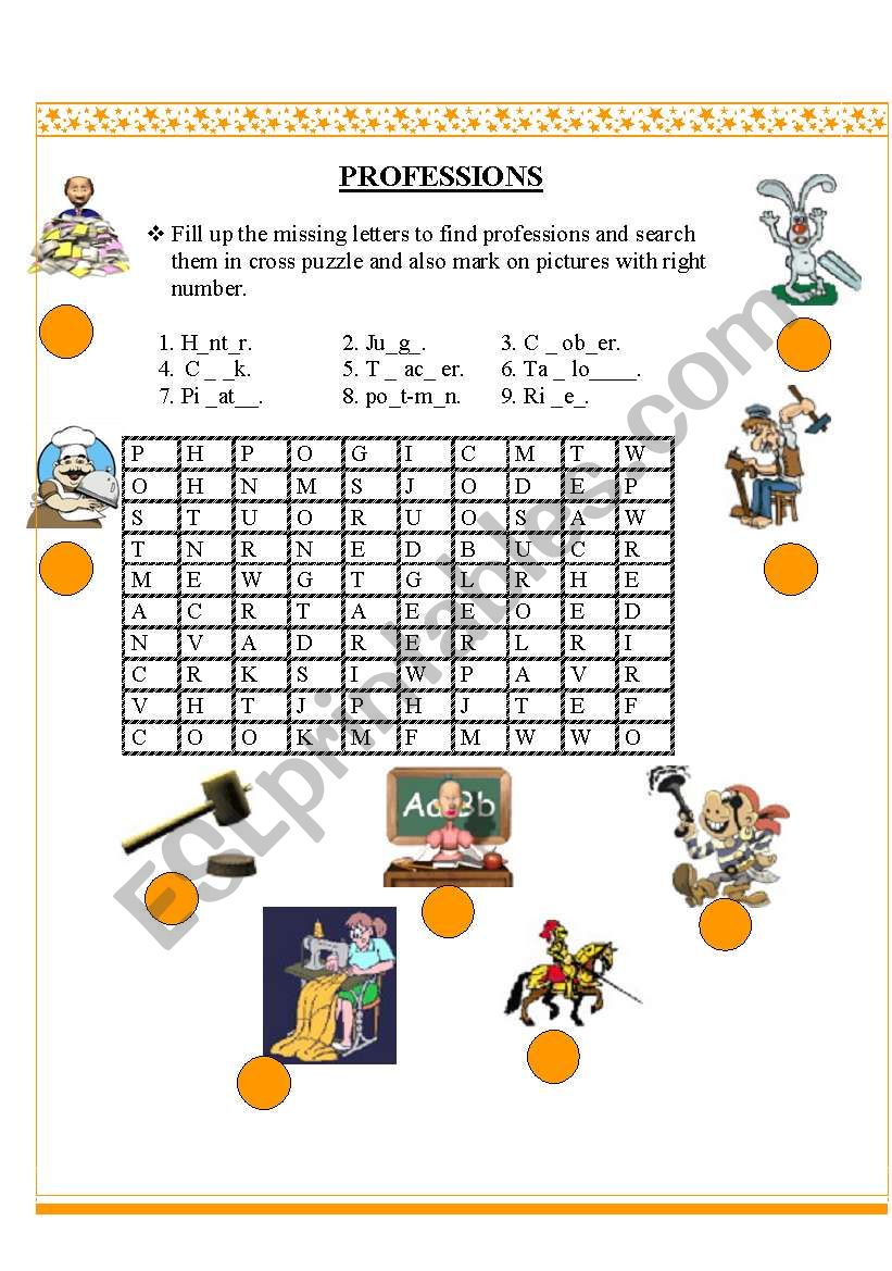 PROFESSIONS worksheet