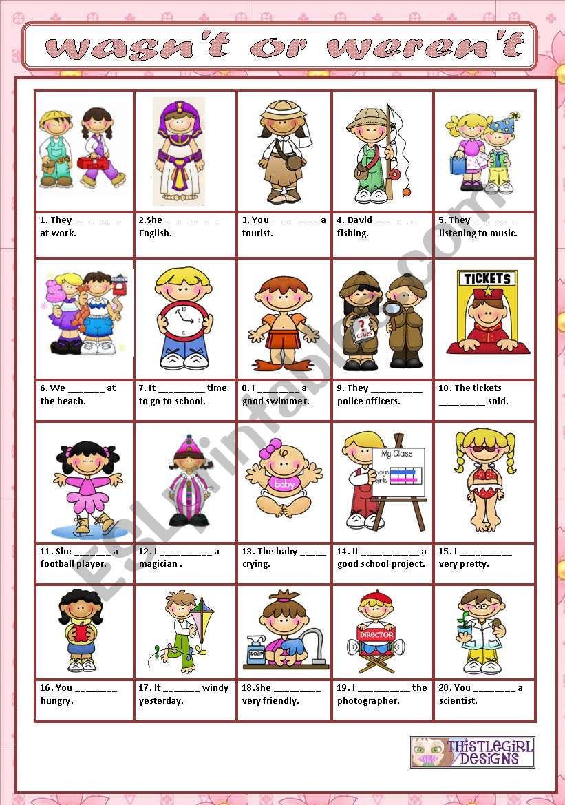 WASNÂ´T OR WERENÂ´T worksheet