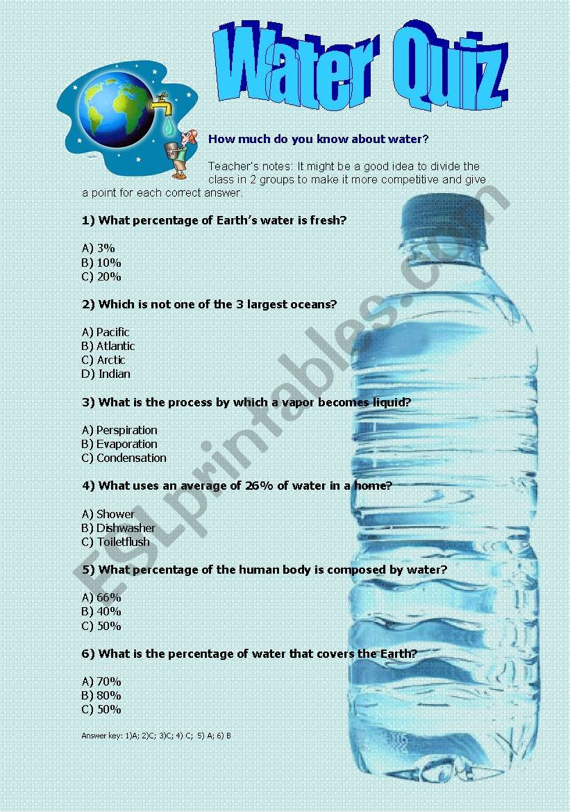 Water Quiz worksheet