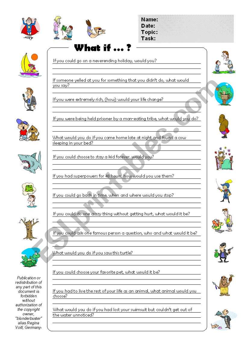 (BW & Color Version) Conditional Type 2 / Second Conditional - What if...? (Adults & Children)