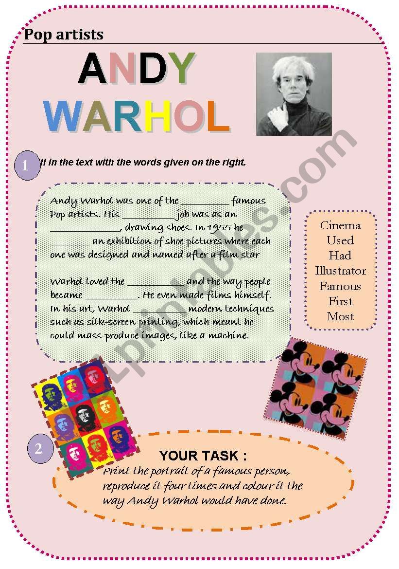 Andy Warhol / Art worksheet worksheet