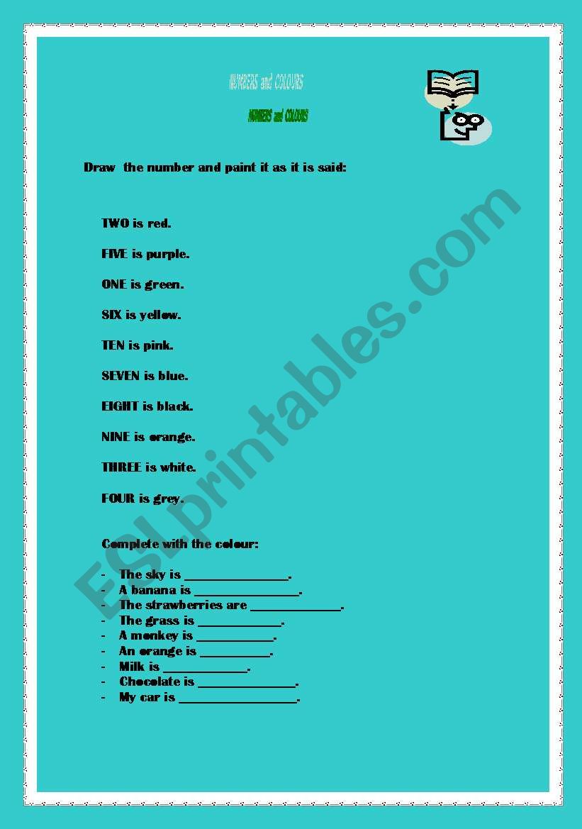 colours and numbers worksheet