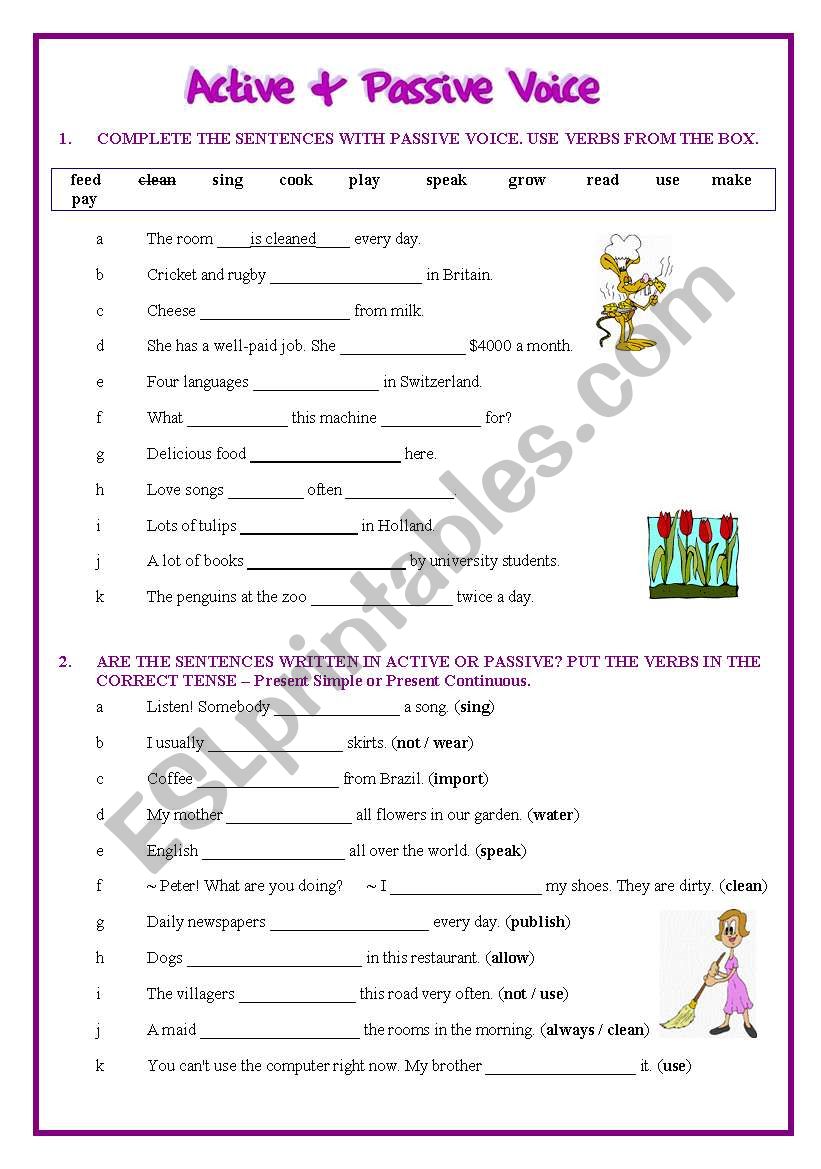 passive voice exercises worksheet