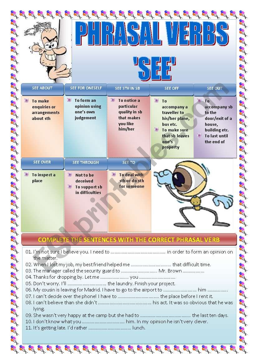 PHRASAL VERBS: SEE worksheet