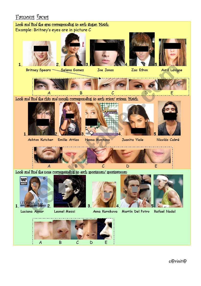 Parts of the face - Speaking worksheet