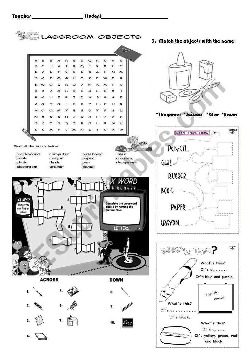 Classroom Objects worksheet