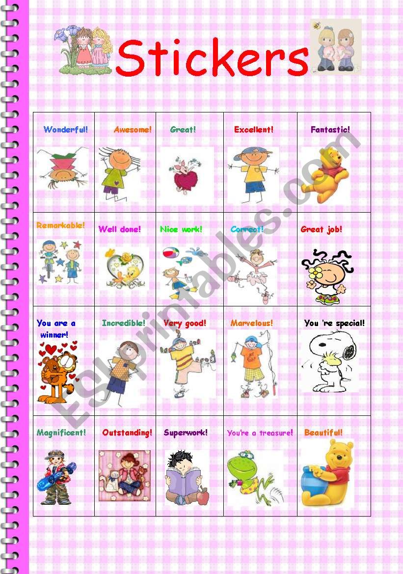 STICKERS FOR GIRLSAND BOYS worksheet