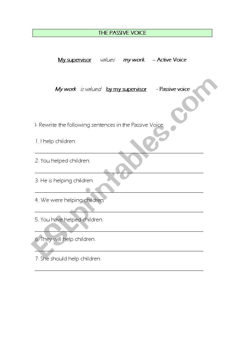 Passive Voice worksheet