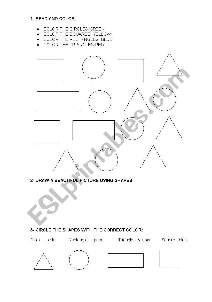 COLOR AND SHAPES worksheet