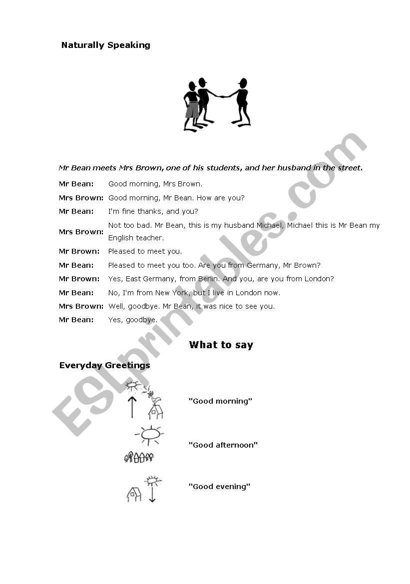 greetings worksheet