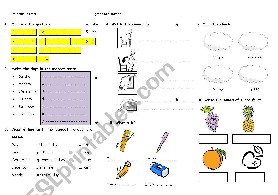 TEST worksheet