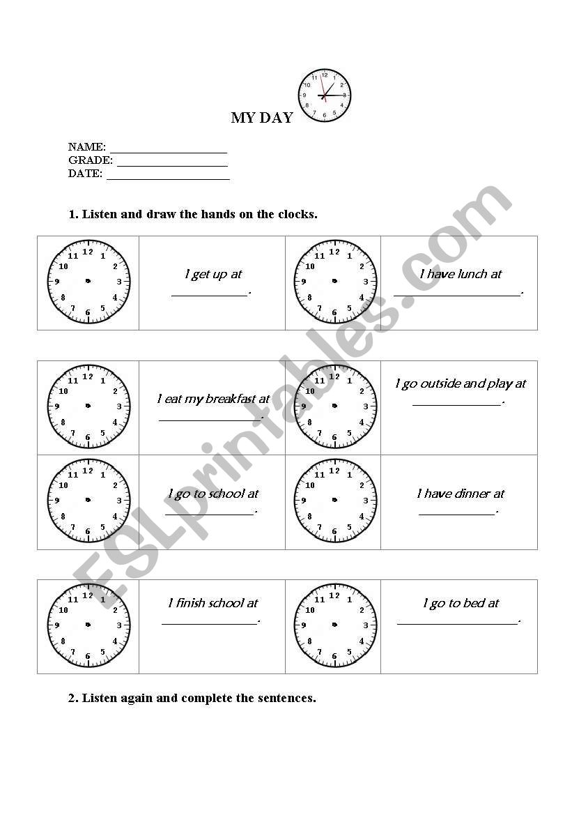 My day worksheet