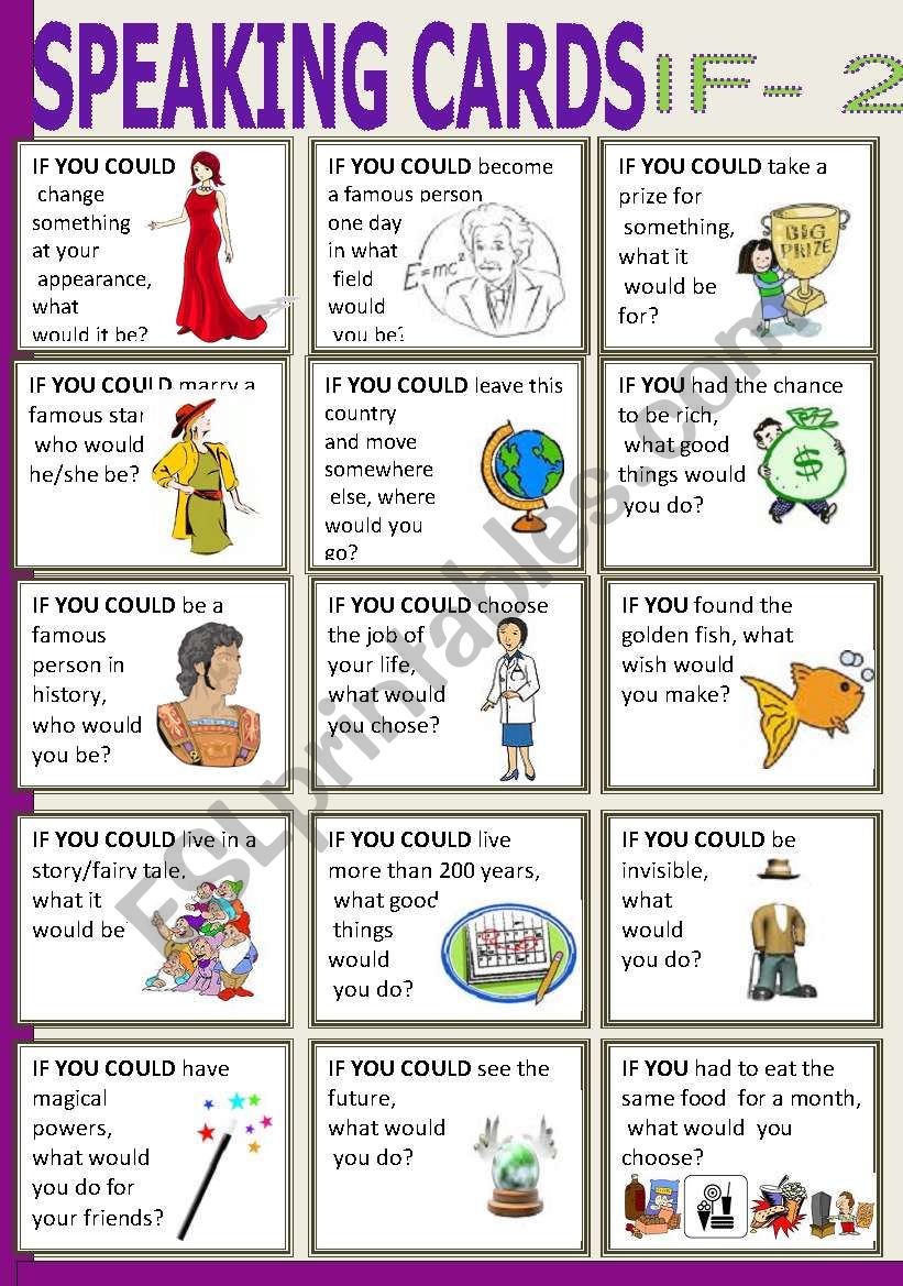 SPEAKING CARDS - if 2 worksheet