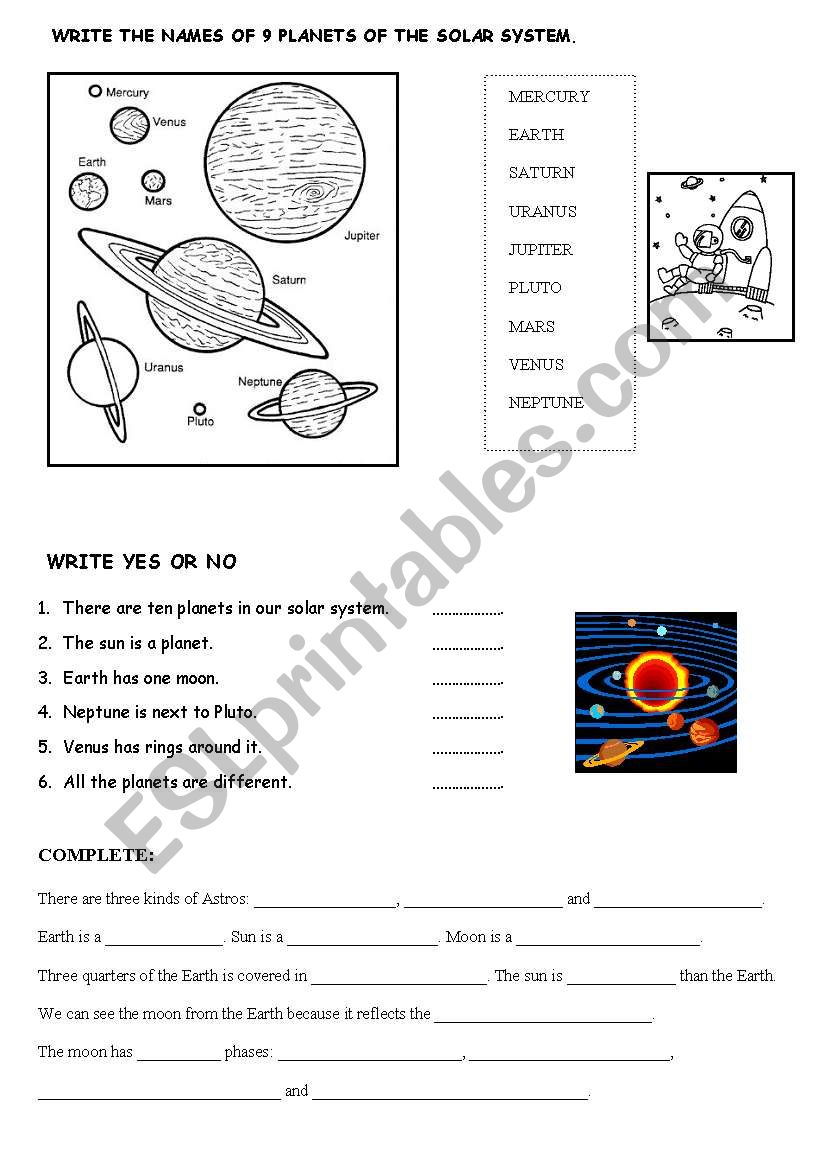 SCIENCE -EARTH worksheet