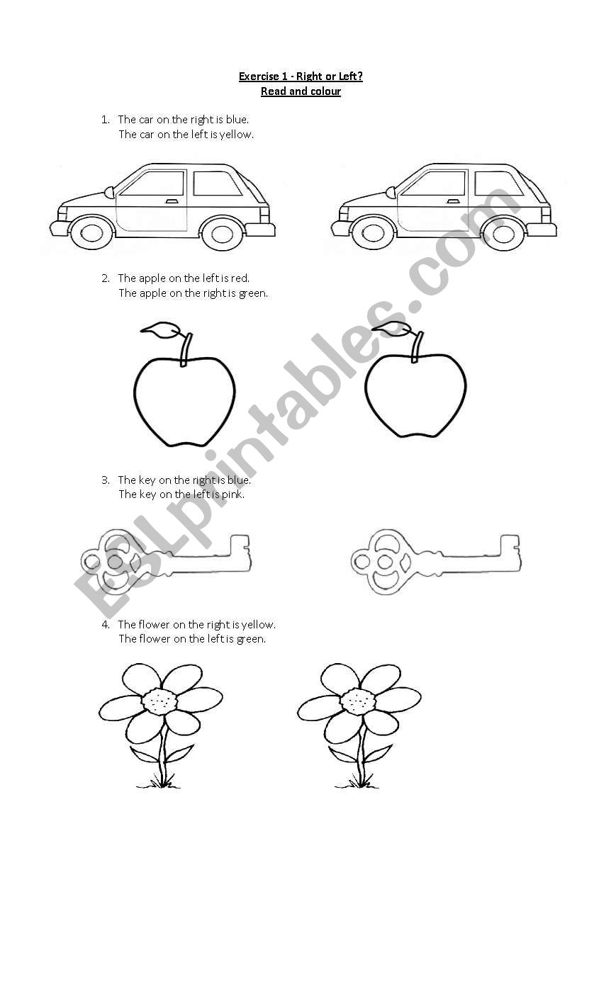 Right or left worksheet