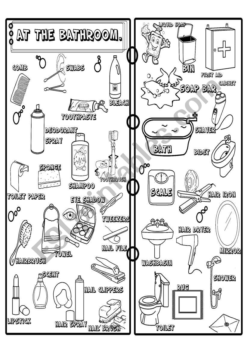 bathroom pictionary worksheet