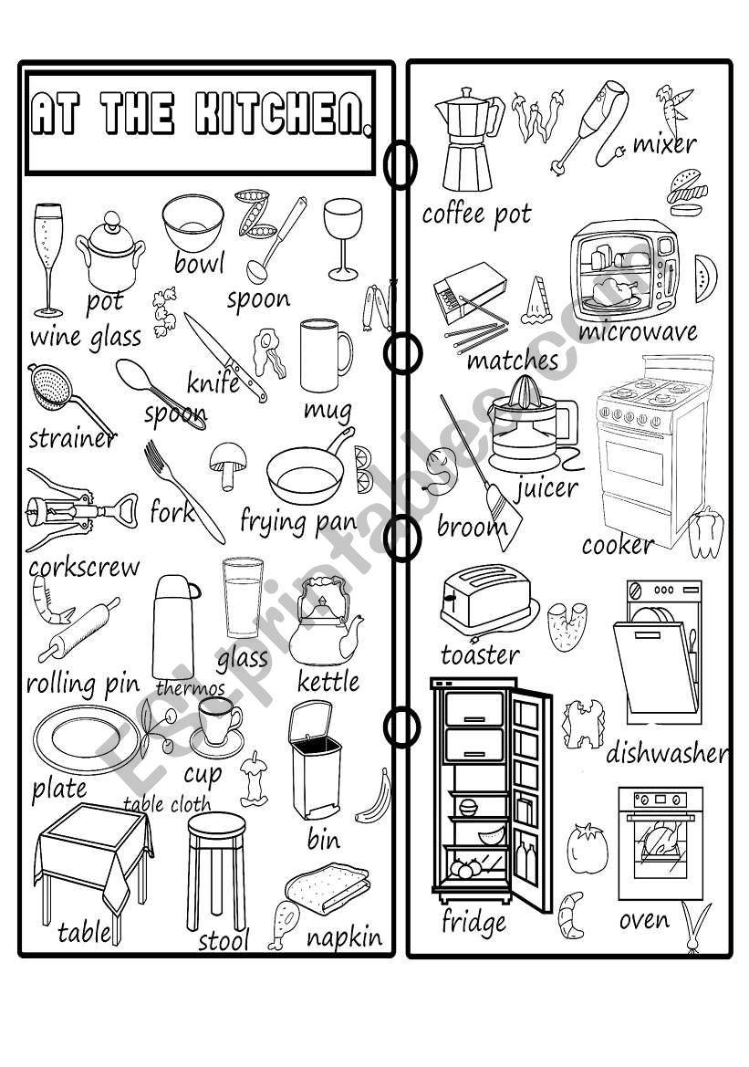 kitchen pictionary worksheet
