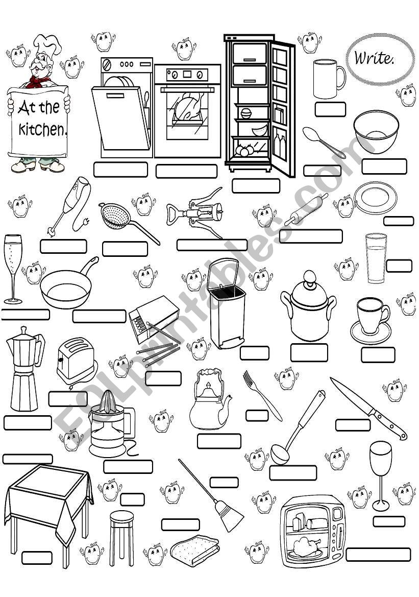 kitchen items worksheet