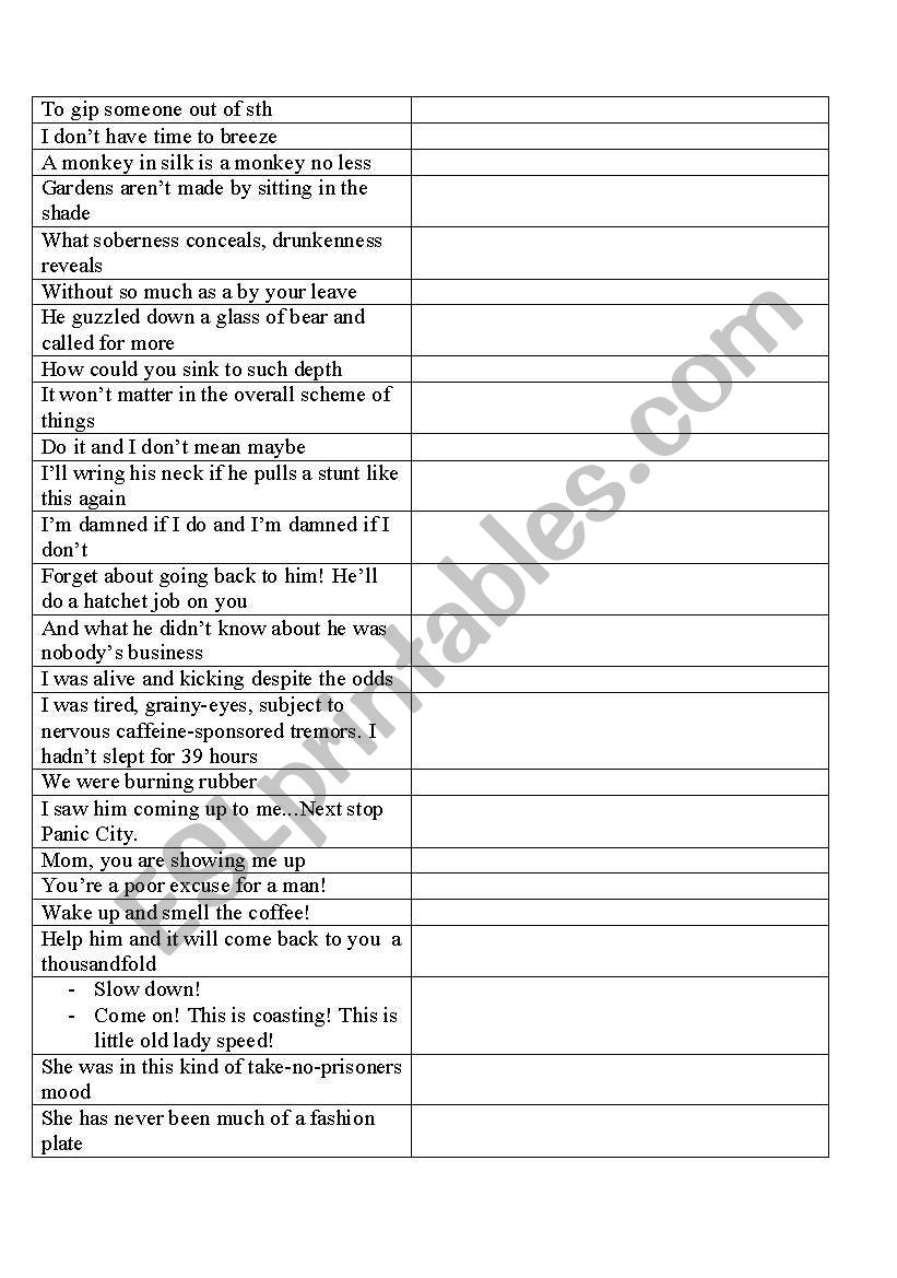 phrases to comment with  worksheet