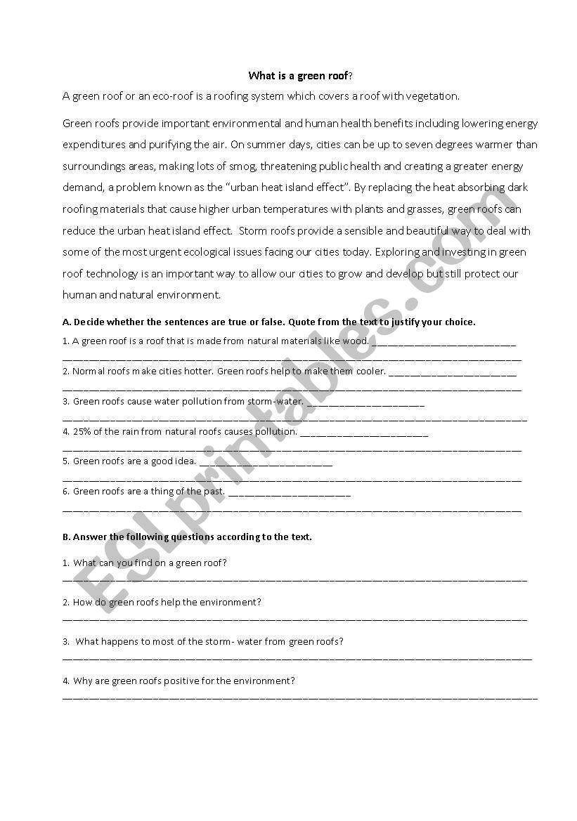 Environment worksheet