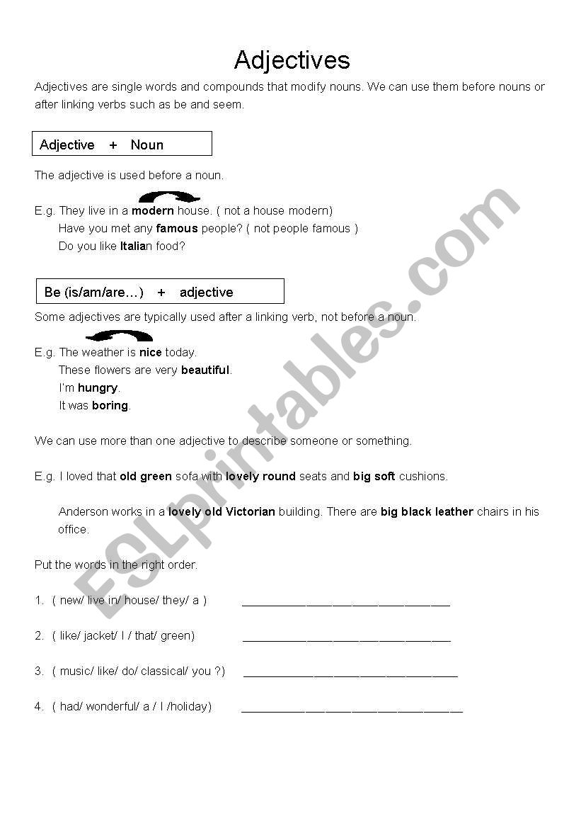 Adjectives  worksheet