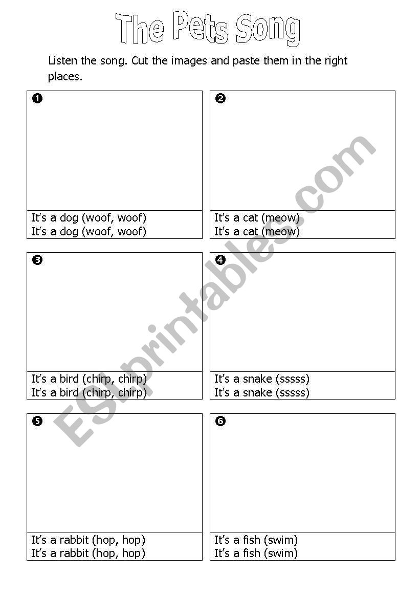 The pets song worksheet