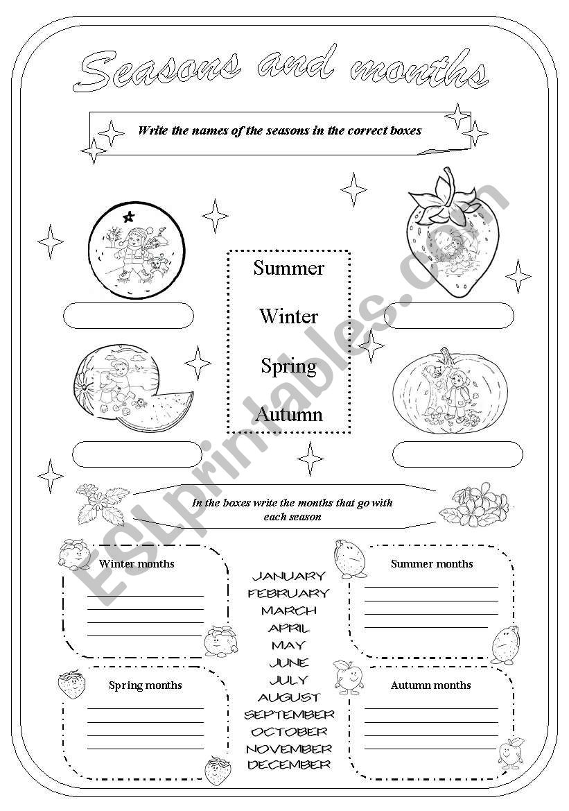 Seasons and months worksheet