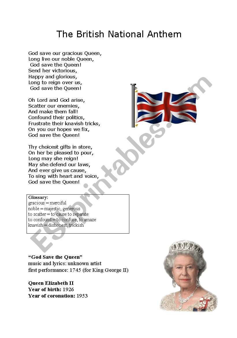 God Save the Queen - ESL worksheet by kate_scones