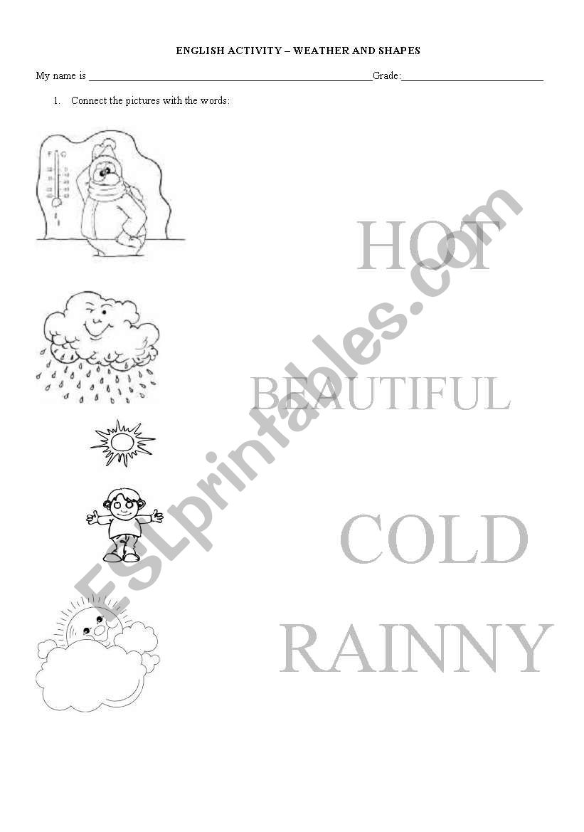 WEATHER AND SHAPES ACTIVITIES worksheet