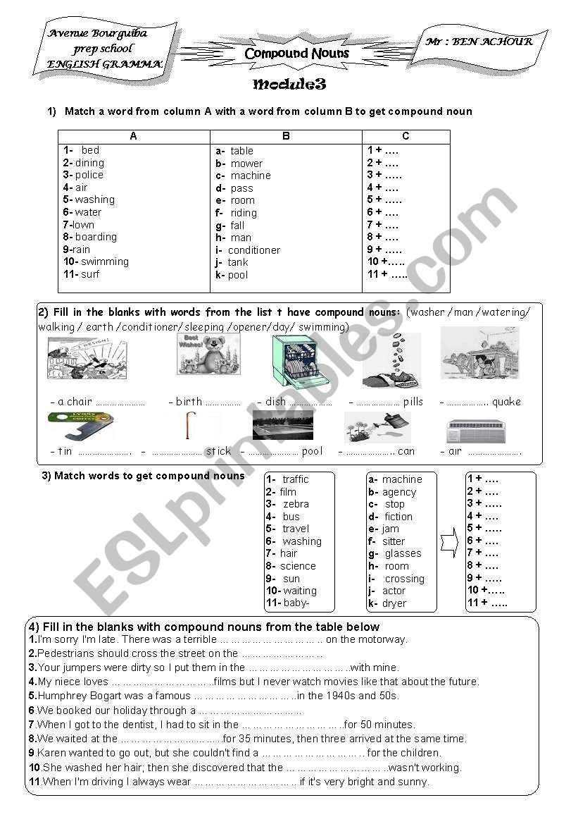 Compound Nouns worksheet