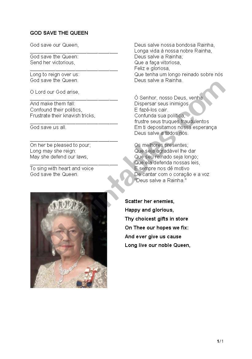 UK anthem  worksheet