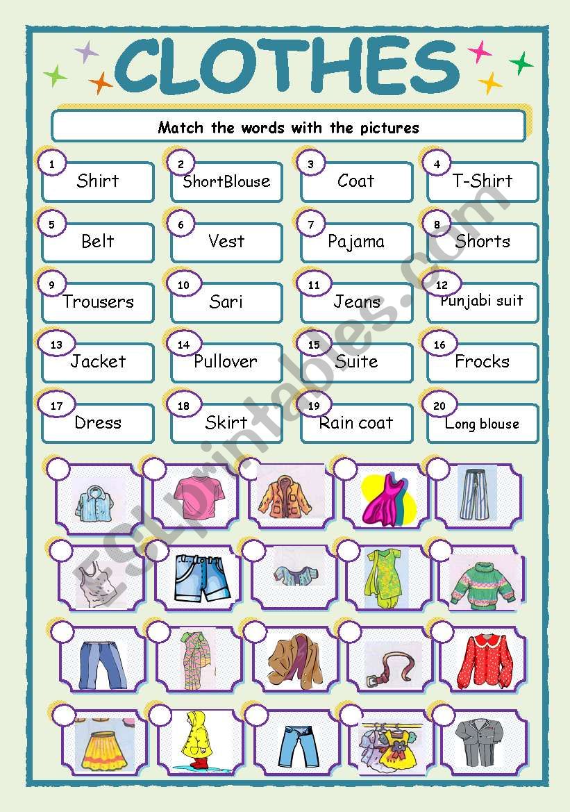 CLOTHES worksheet