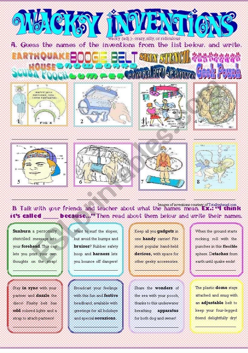 Wacky Inventions 2 worksheet