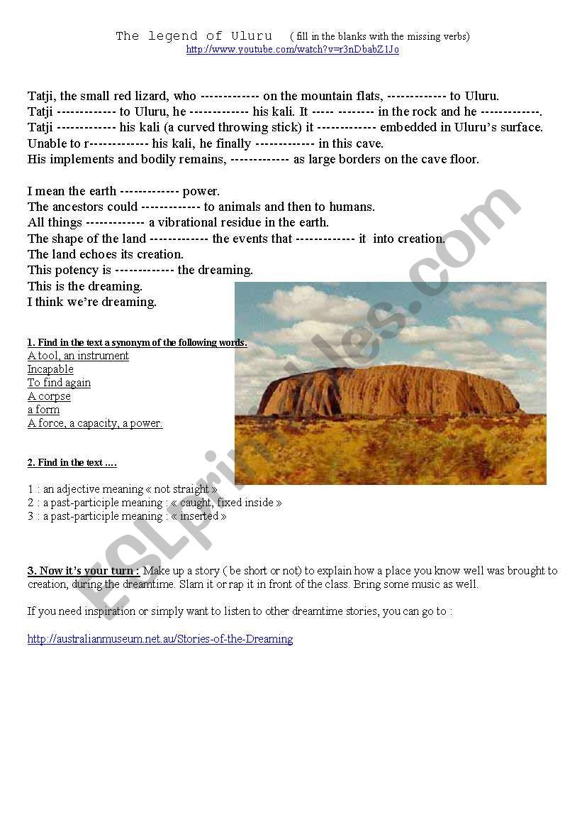 the legend of Ulur worksheet