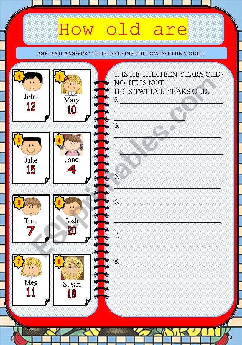 HOW OLD ARE THEY? worksheet