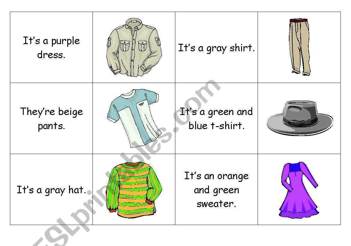 Clothes- Domino Game worksheet