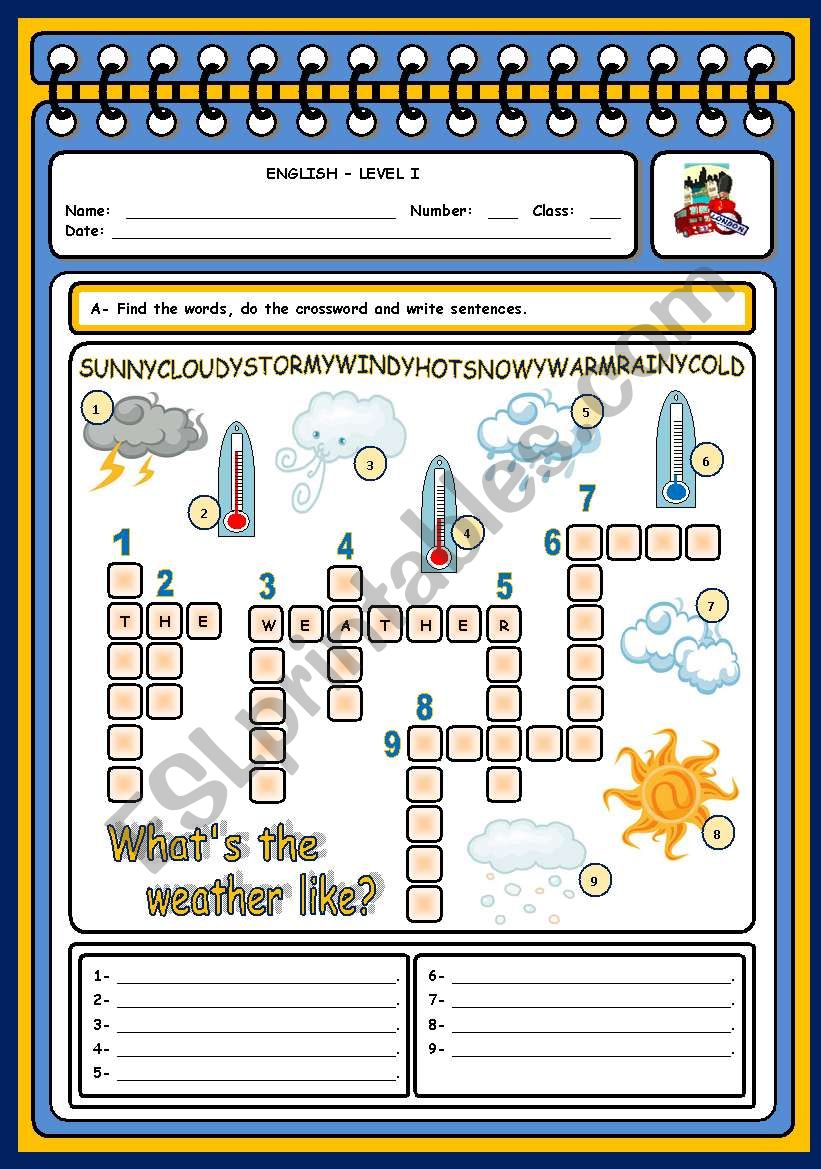 WHATS THE WEATHER LIKE? worksheet