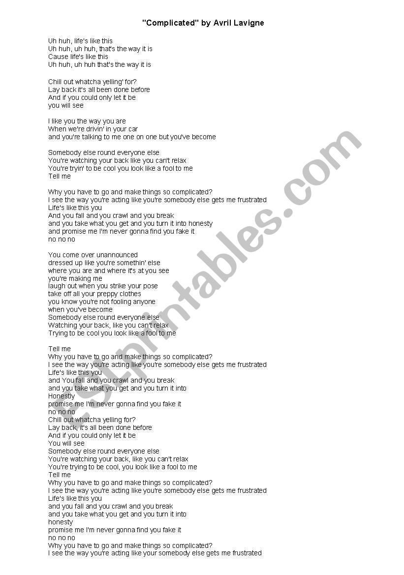 Complicated worksheet
