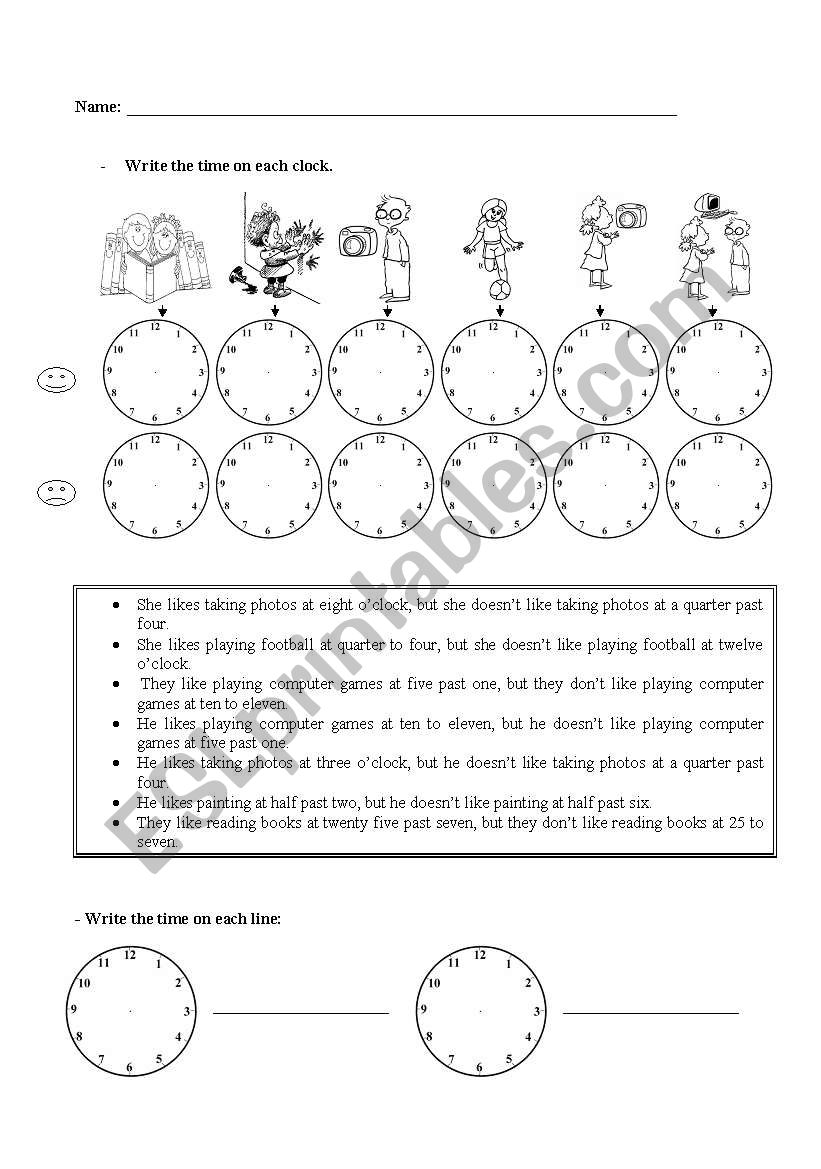 The time worksheet