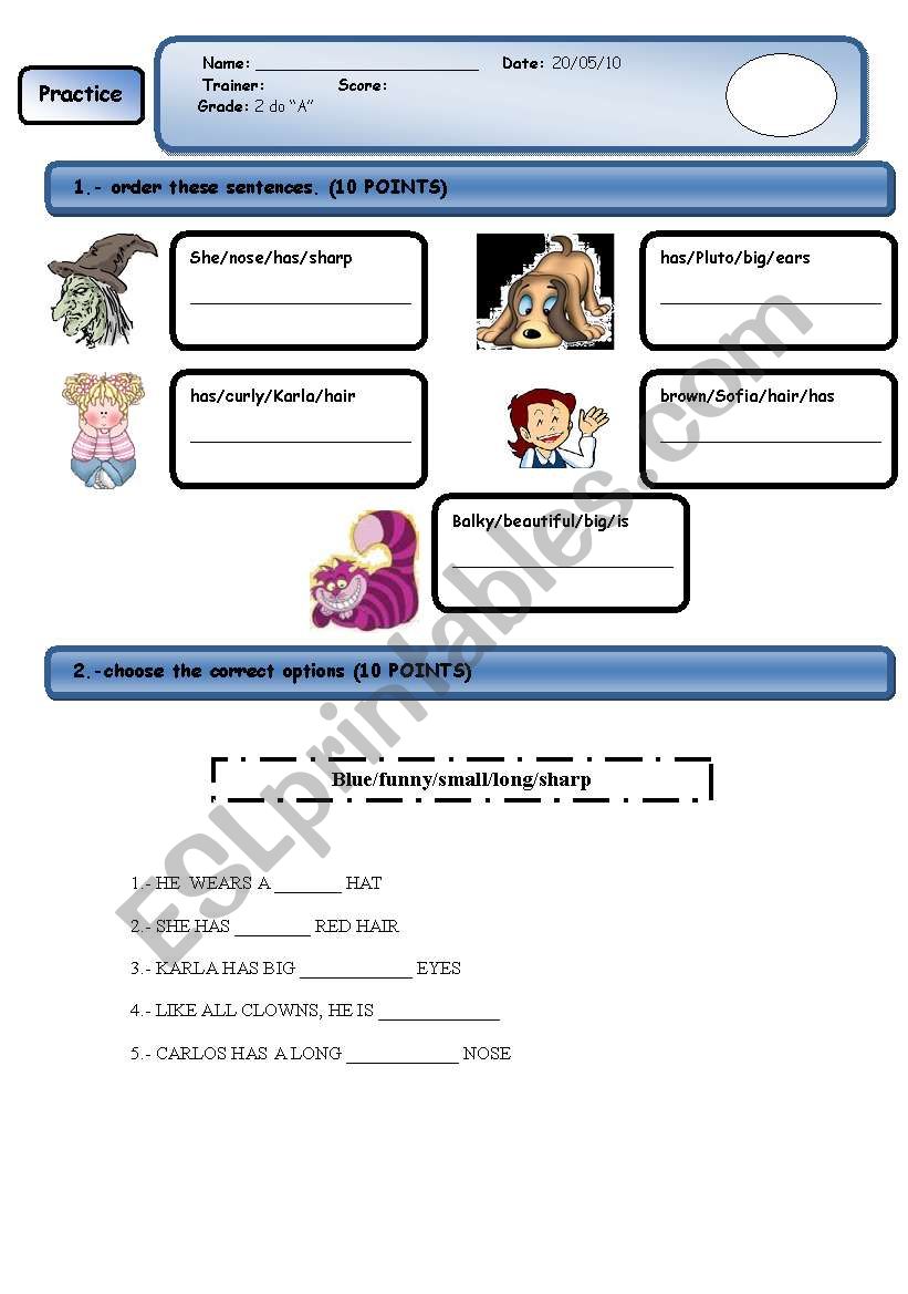 adjectives worksheet