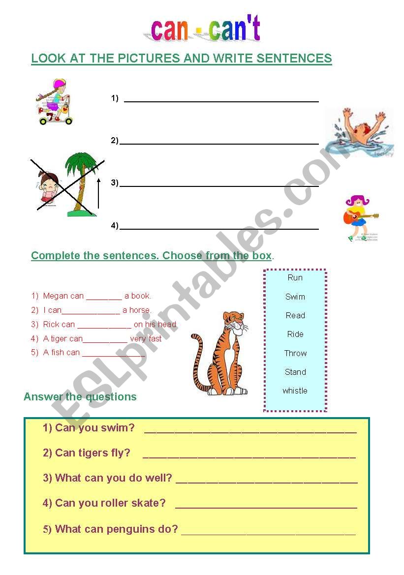 can canÂ´t worksheet