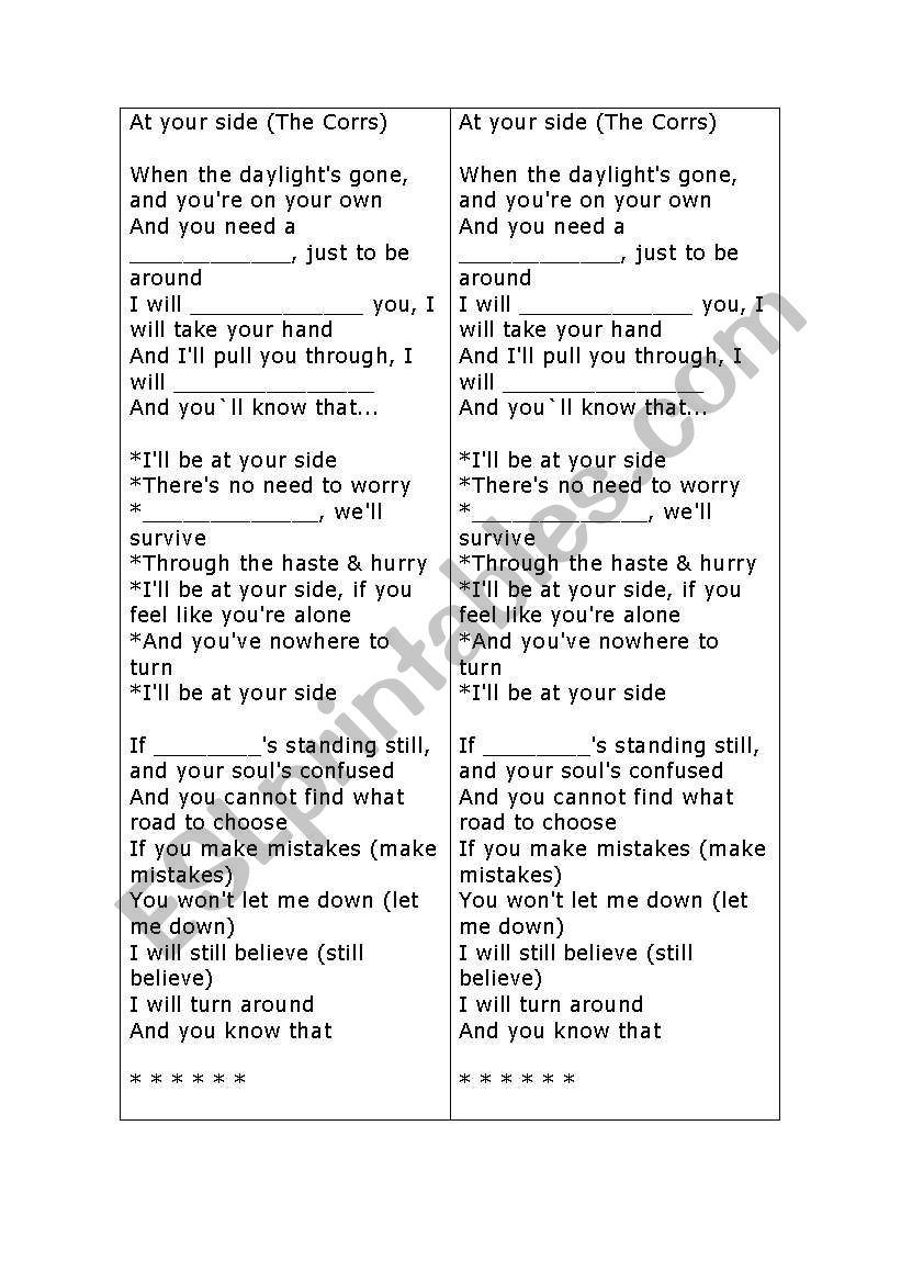 Song about FRIENDSHIP worksheet