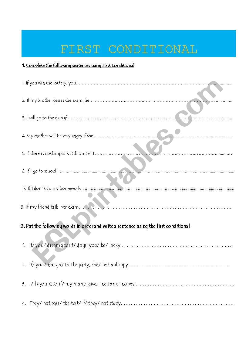 FIRST CONDITIONAL worksheet