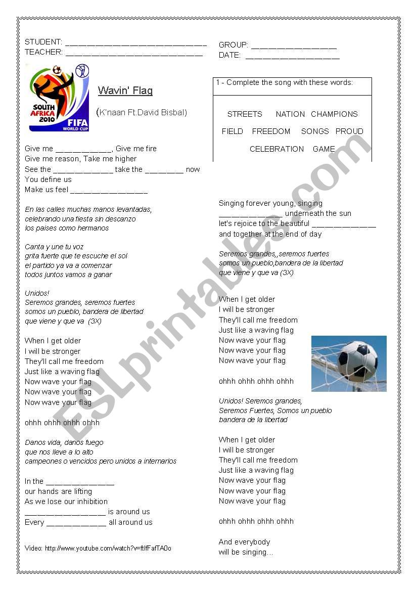 World Cup Soulth Africa 2010 worksheet